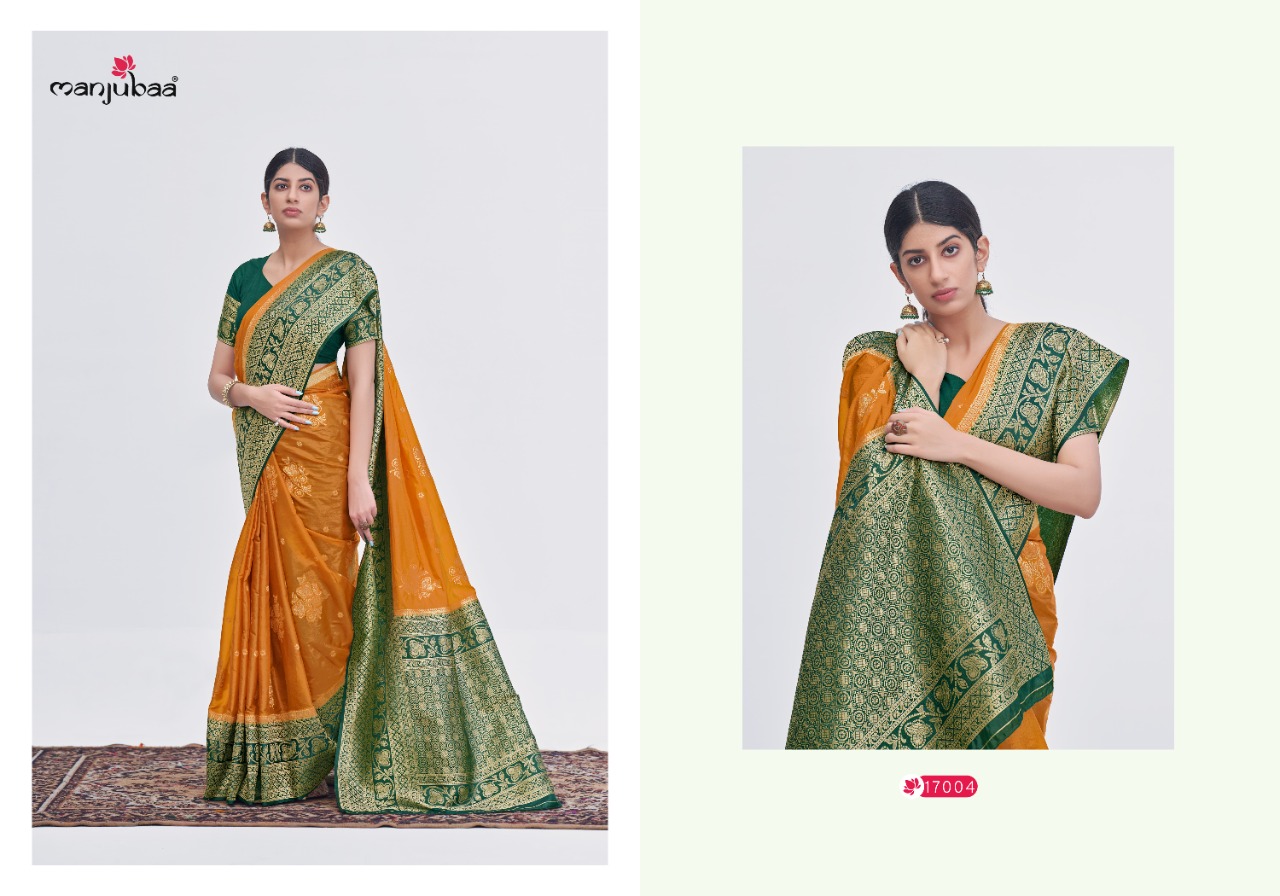 manjubaa madushree silk 4 17000 Series silk organza decent look saree catalog