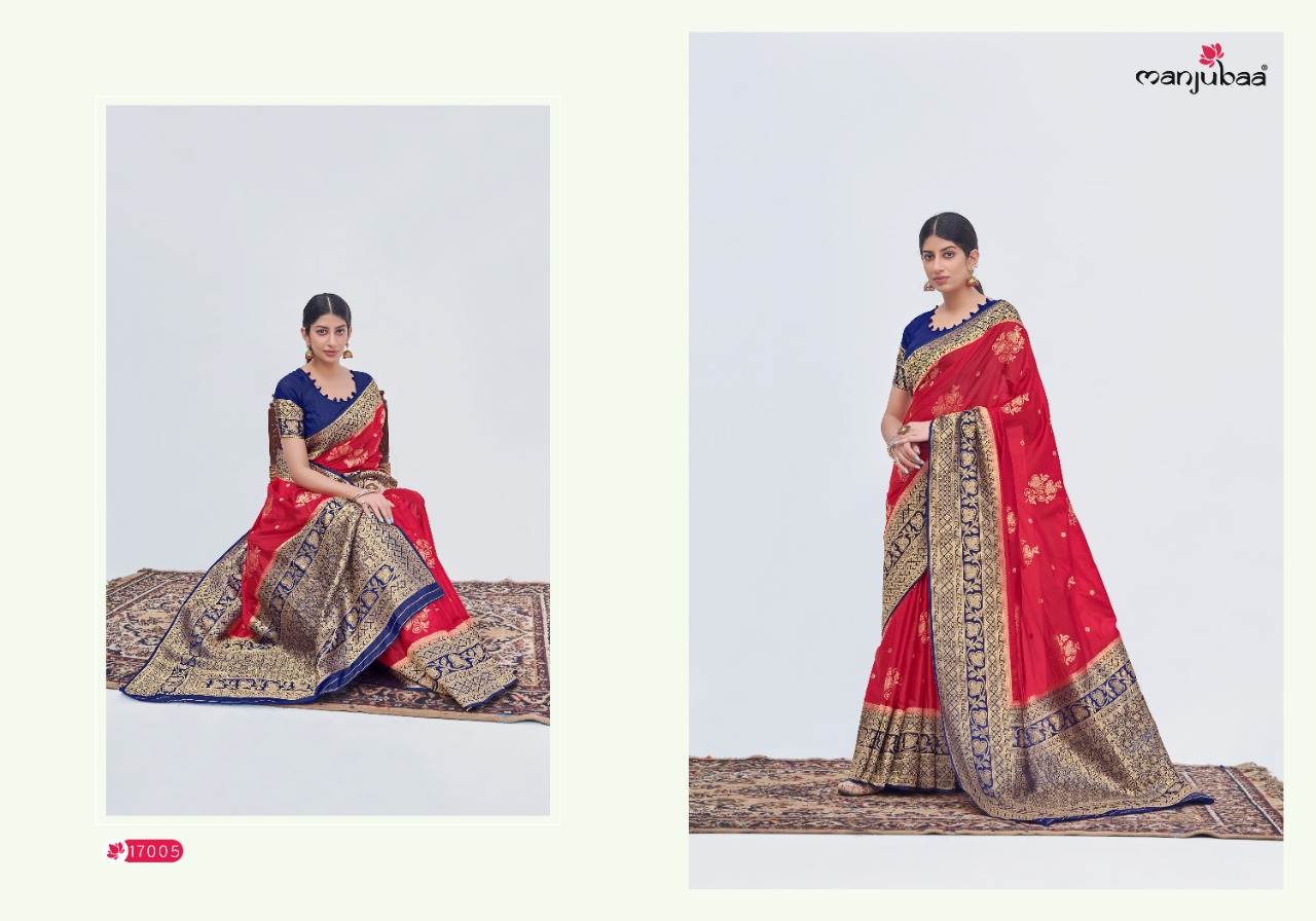 manjubaa madushree silk 4 17000 Series silk organza decent look saree catalog