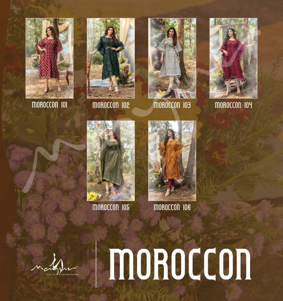 mayur moroccon x premium muslin new and modern style kaftan with pant catlog