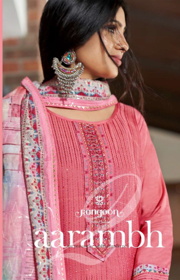 rangoon aarambh 2 muslin gorgeous look top bottom with dupatta catalog