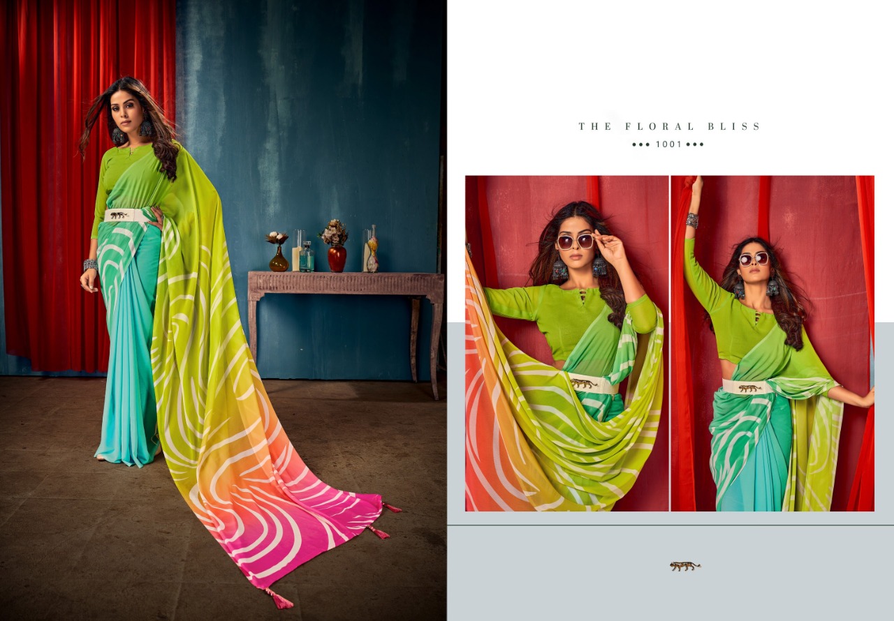 saroj saree Benzer Georgette gorgeous print saree catalog