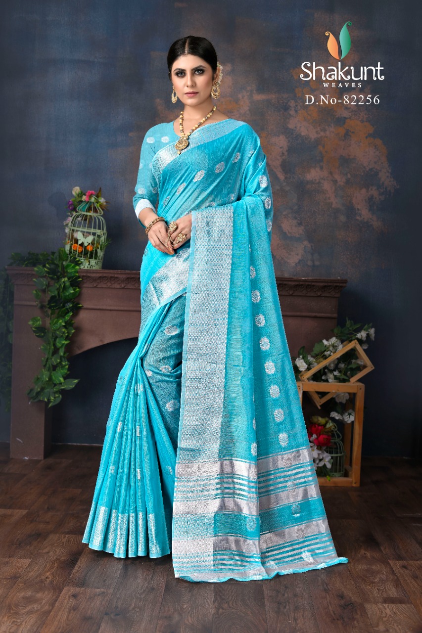 shakunt weaves satranj cotton silk attractive look saree catalog