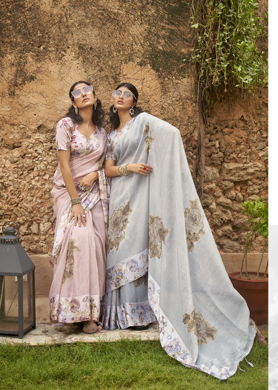 triveni saree kaashi organza innovative print saree catalog