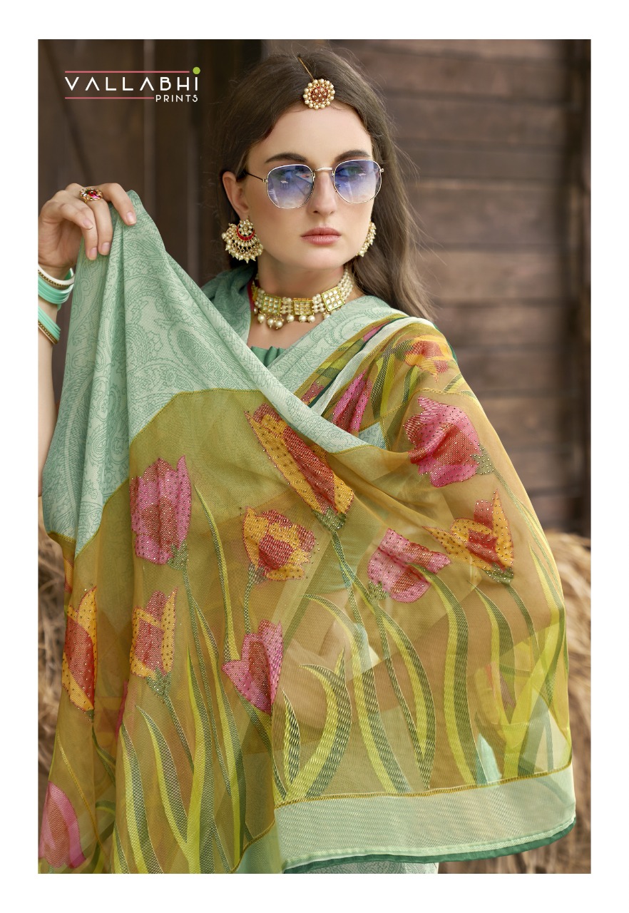 vallabhi print pleasure brasso regal look saree catalog
