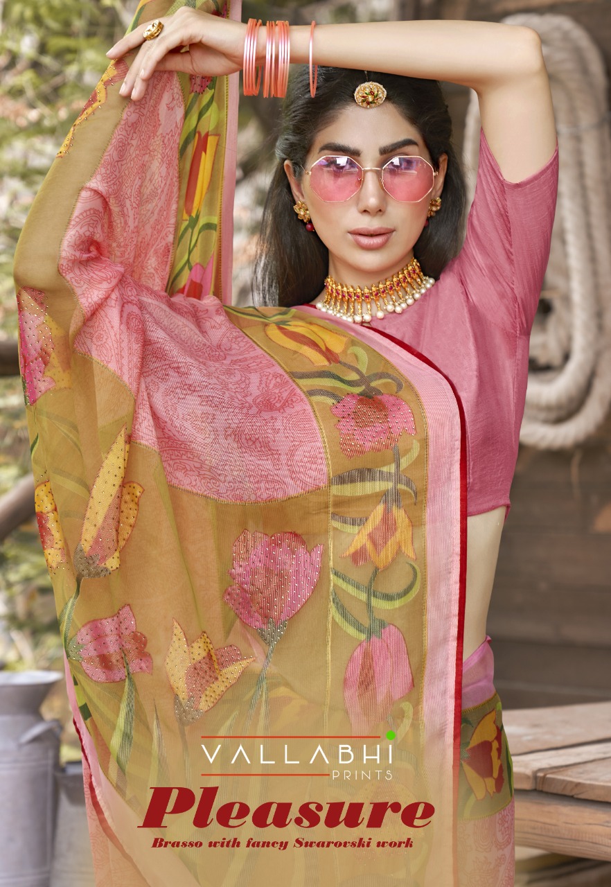 vallabhi print pleasure brasso regal look saree catalog
