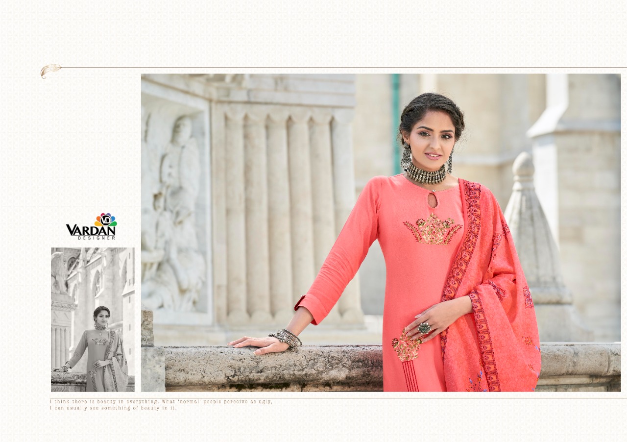 vardan designer Meera Vol 2 rayon regal look top bottom with dupatta catalog