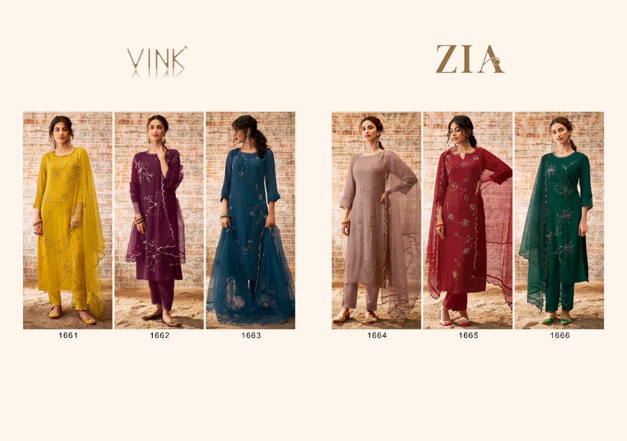 vink zia georgette new and modern style top bottom with dupatta catalog