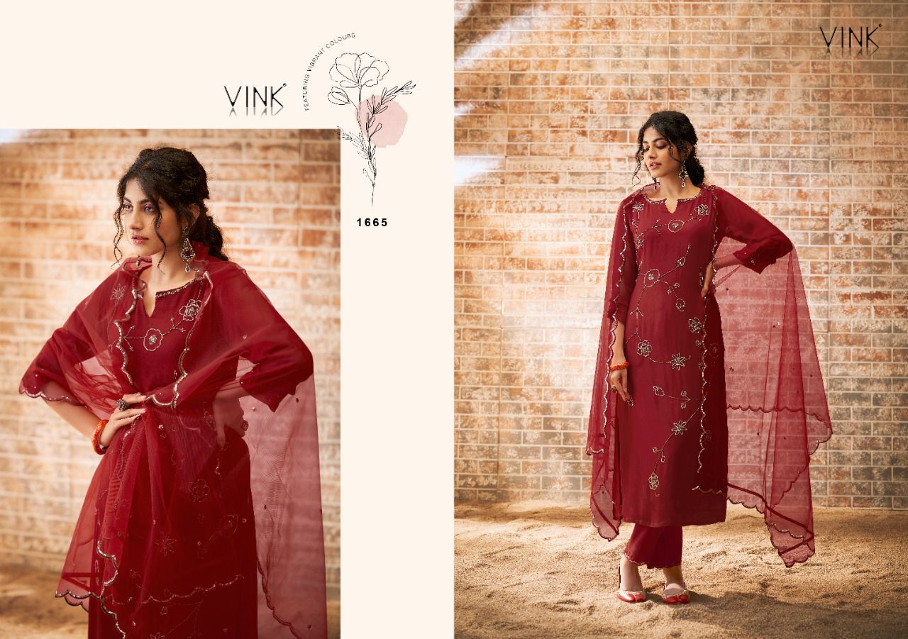 vink zia georgette new and modern style top bottom with dupatta catalog