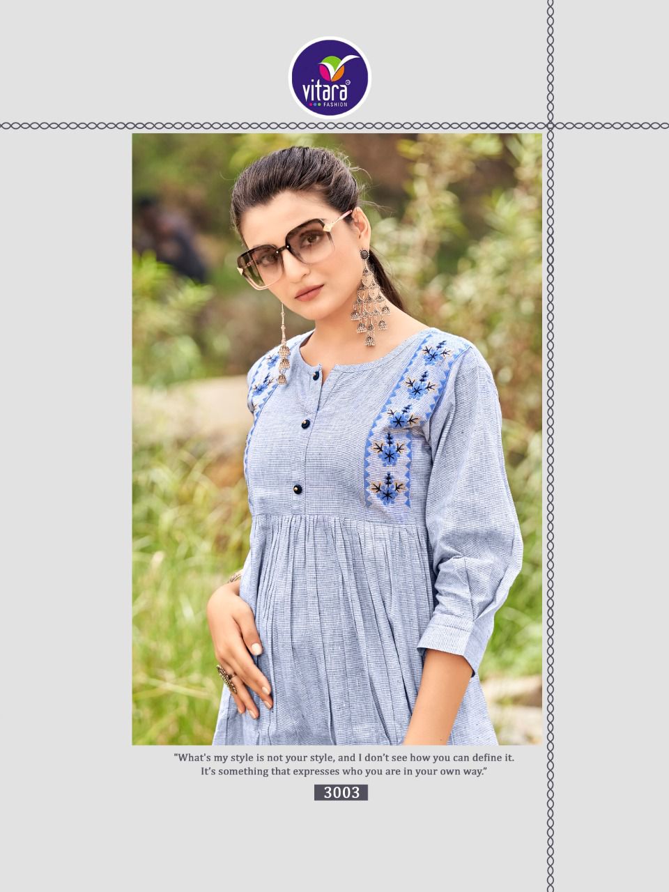 vitara fashion floret khadi cotton innovaive style kurti catalog