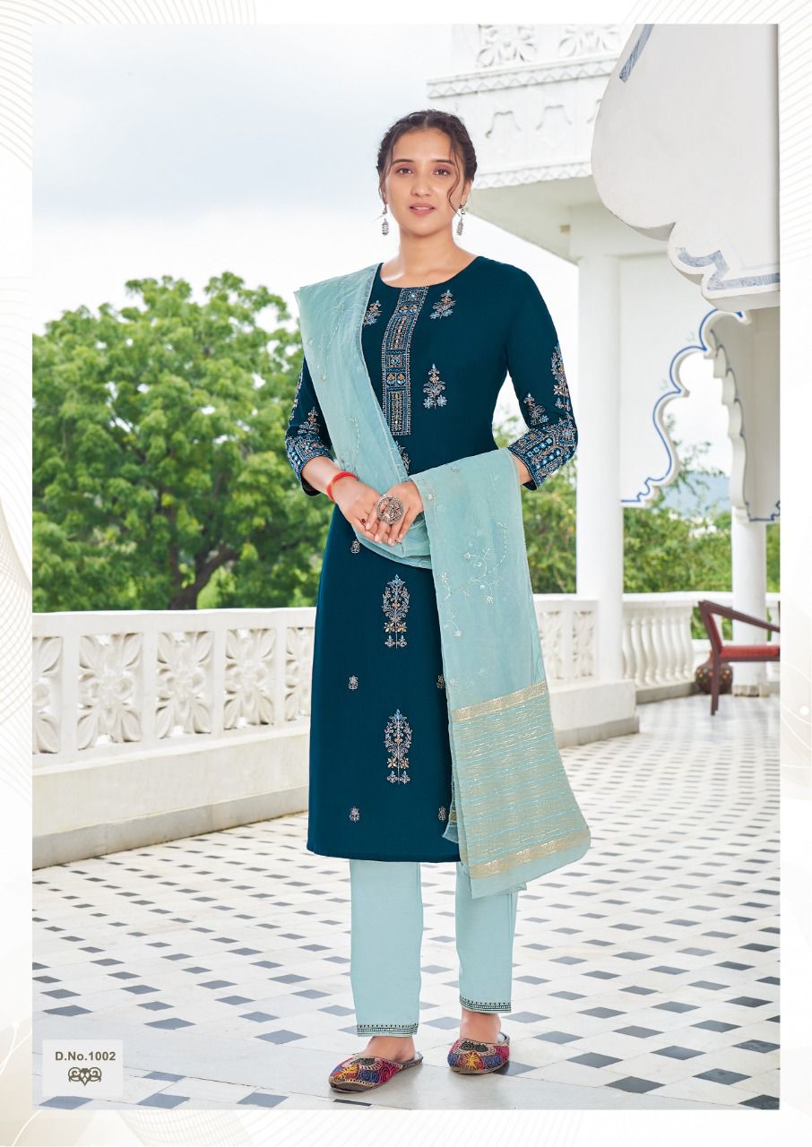 amaaya garments ananya viscose innovative look kurti pant with dupatta catalog