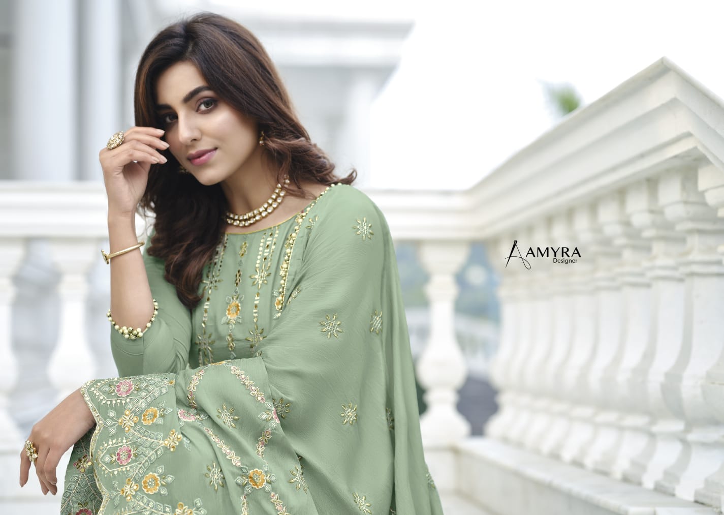 amyra  designer aaina vol 9 chinon graceful look salwar suit catalog