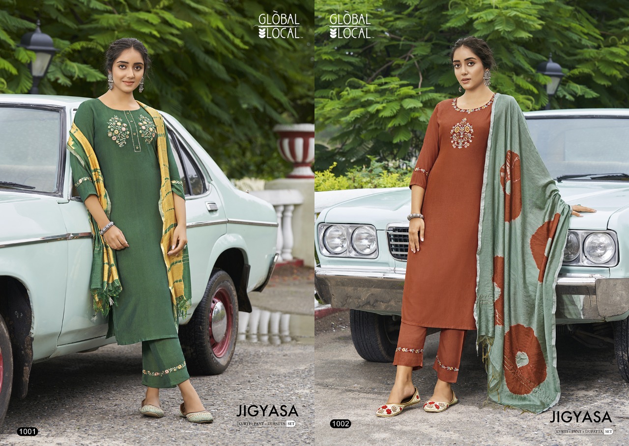 global local jigyasa muslin elegant look top with pant and dupatta catalog