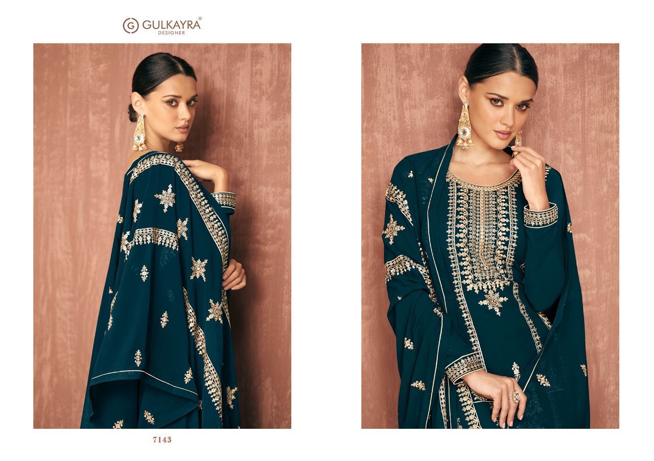 gulkayra designer royal georgette innovative look kurti dupatta with garara catalog