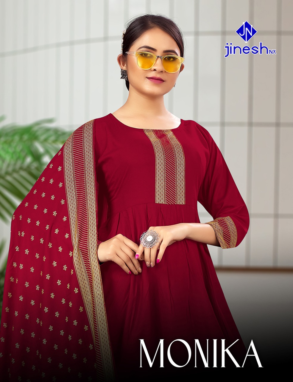 jinesh nx monika rayon decent colours kurti with dupatta catalog