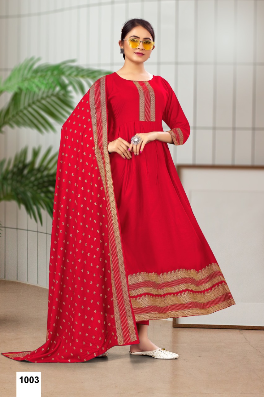 jinesh nx monika rayon decent colours kurti with dupatta catalog