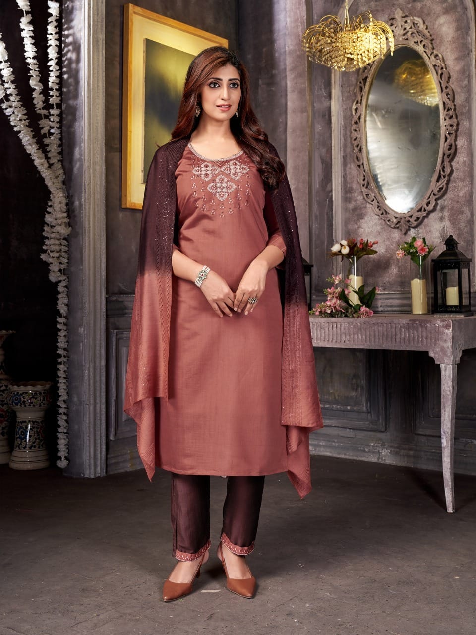 m clothing divine wear 4 roman silk gorgeous look top bottom with dupatta catalog