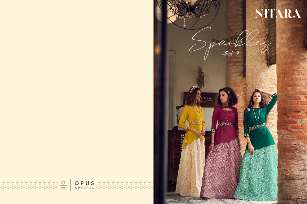 nitara sparkles vol 9 viscose gorgeous look top with skirt catalog