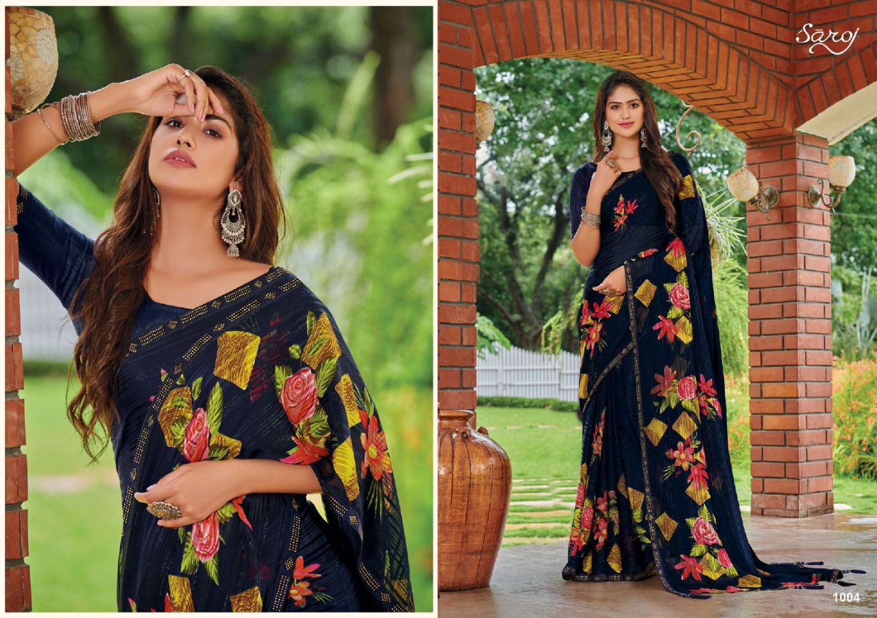 saroj saree instagram georgette exclusive print saree catalog