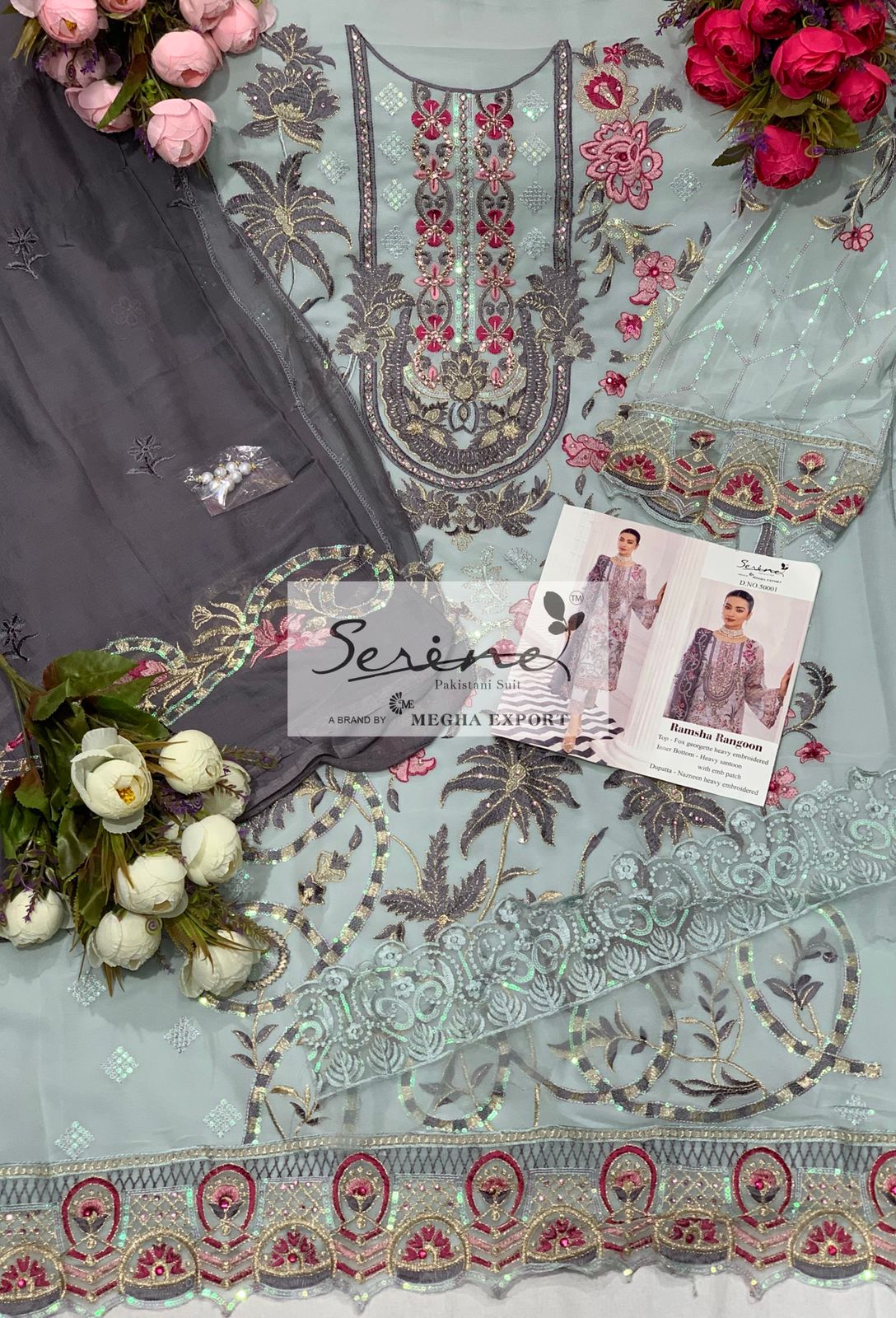 serine megha exports ramsha rangoon georgette decent look salwar suit catalog