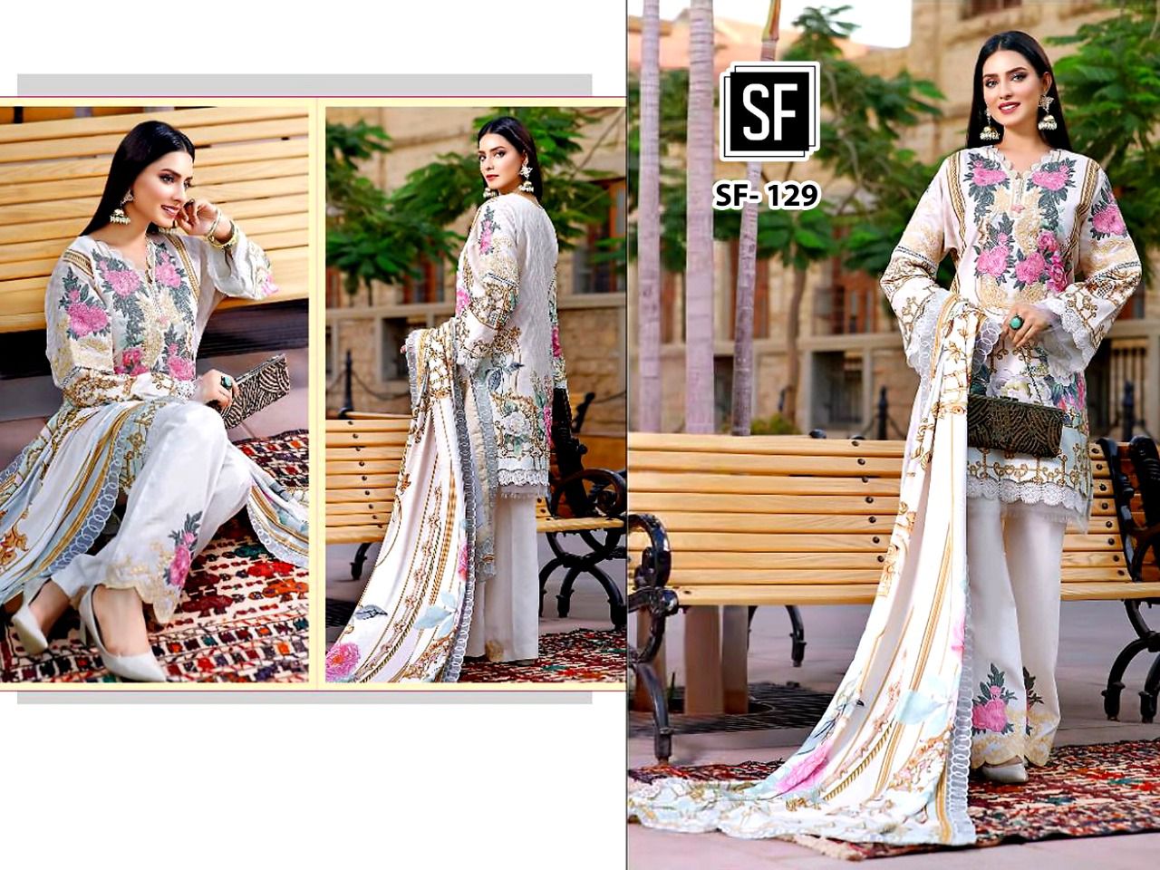 sf  sf 129 cotton catchy look salwar suit cotton dupatta single