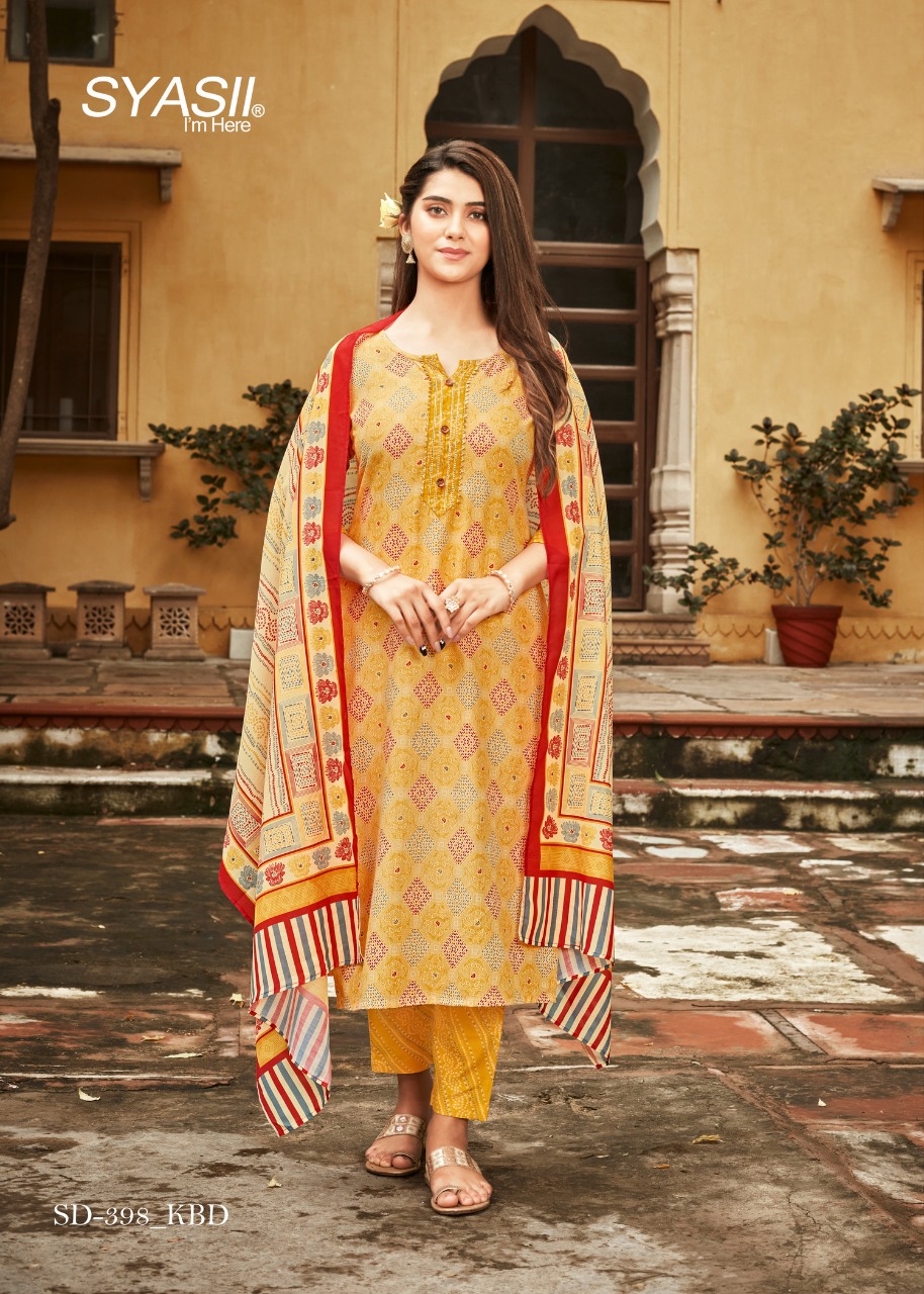 syasii pick and choose cotton graceful look kurti pant with dupatta size set
