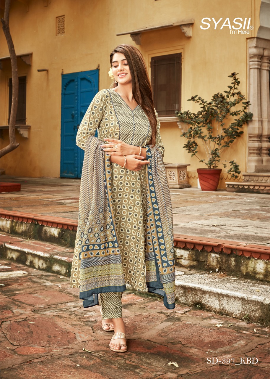 syasii pick and choose cotton graceful look kurti pant with dupatta size set