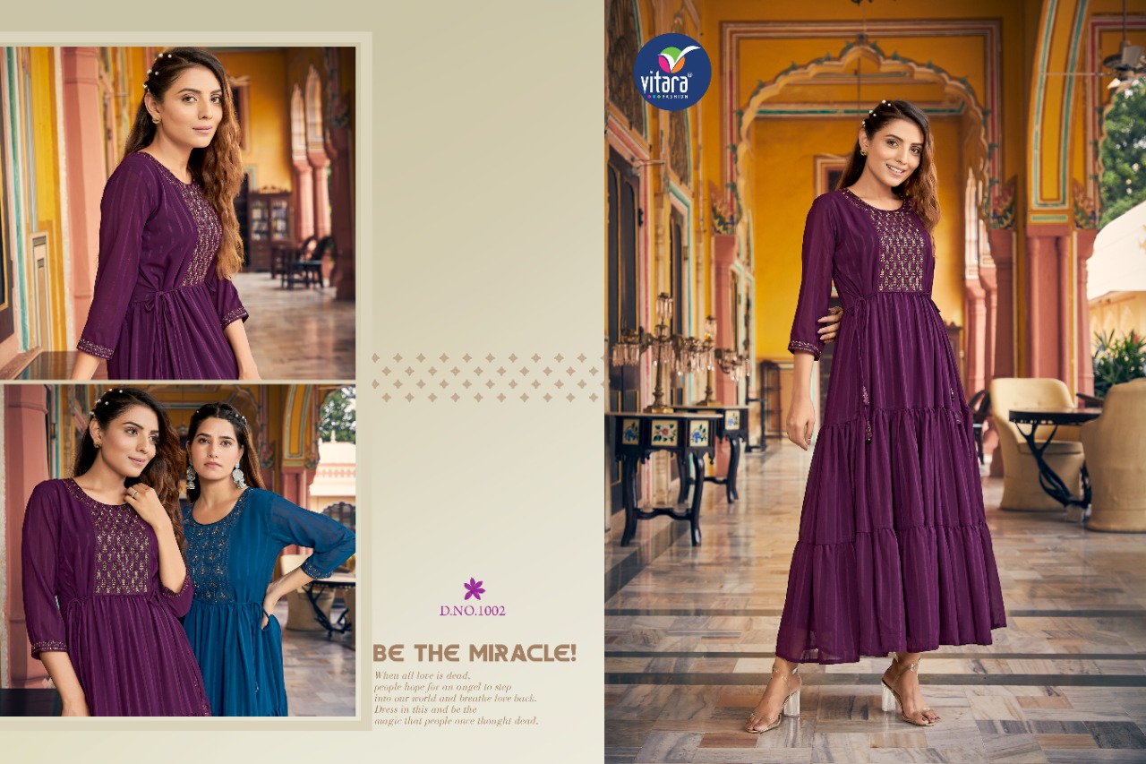 vitara fashion occasion georgette innovaive style long gown catalog
