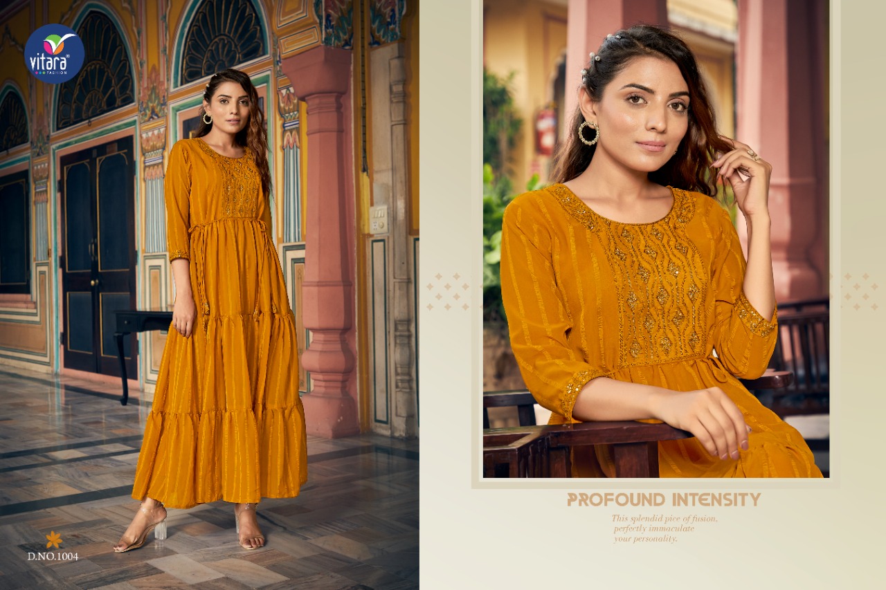vitara fashion occasion georgette innovaive style long gown catalog