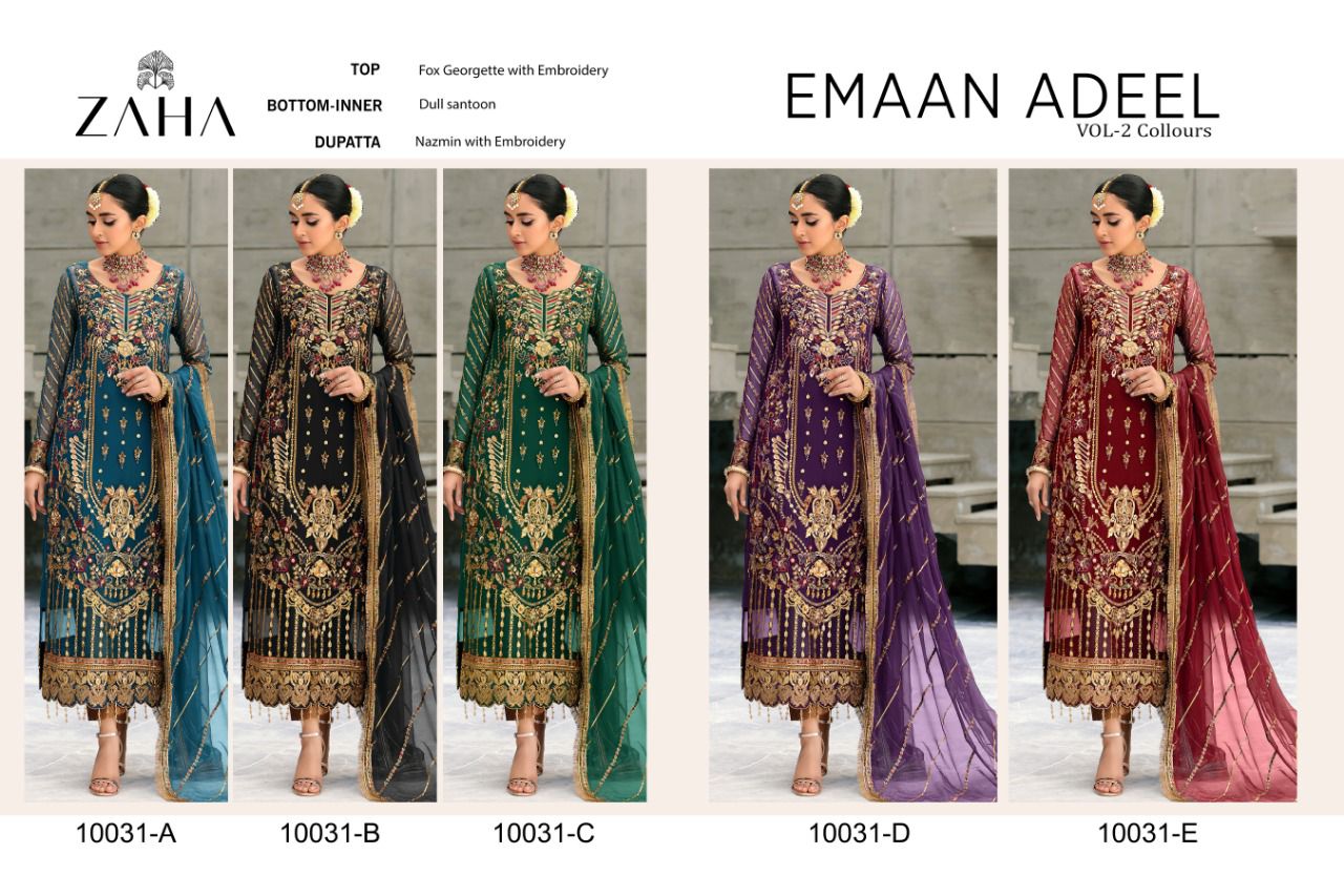 zaha emaan adeel vol 2 collors georgette astonishing salwar suit catalog