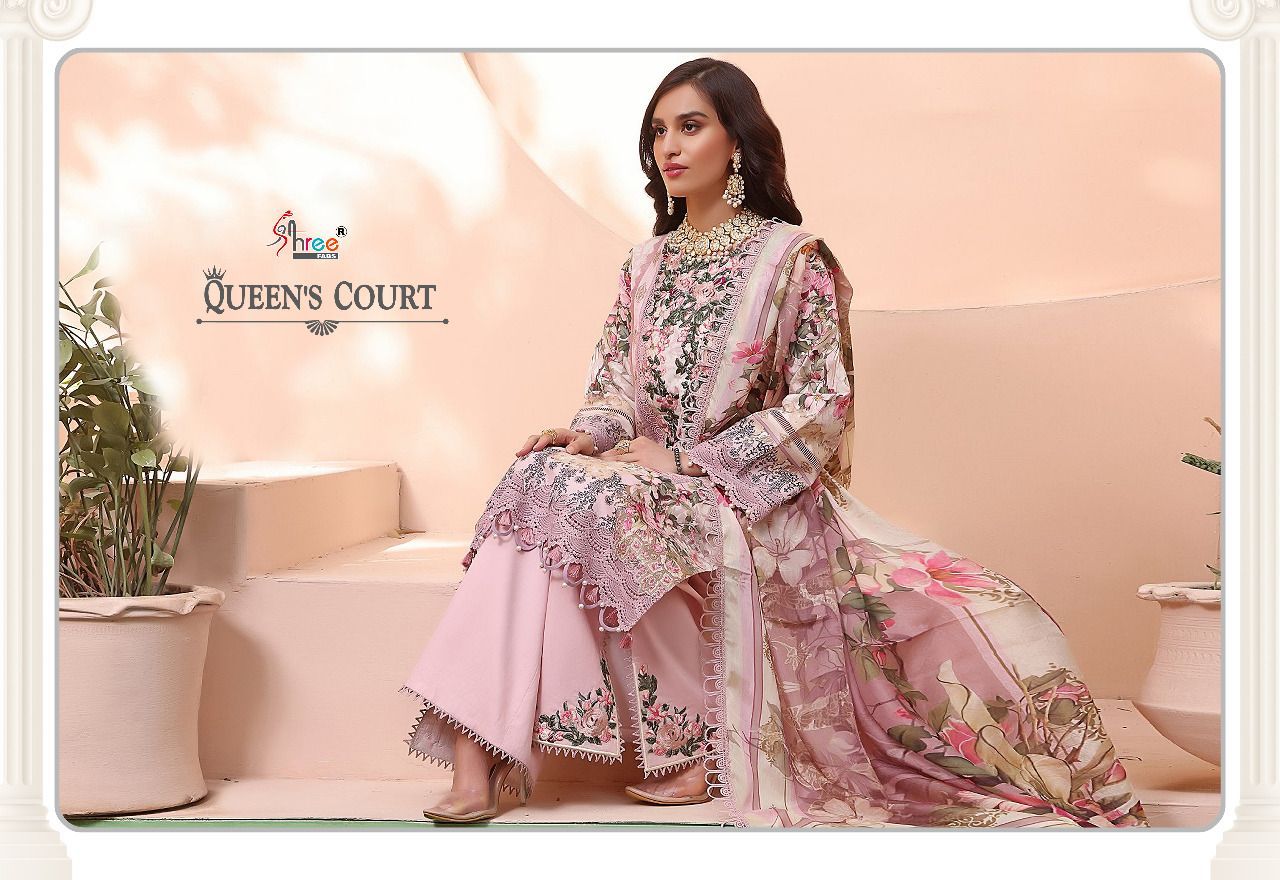 shree fab queens court cotton asstonishing salwar suit with siffon dupatta catalog