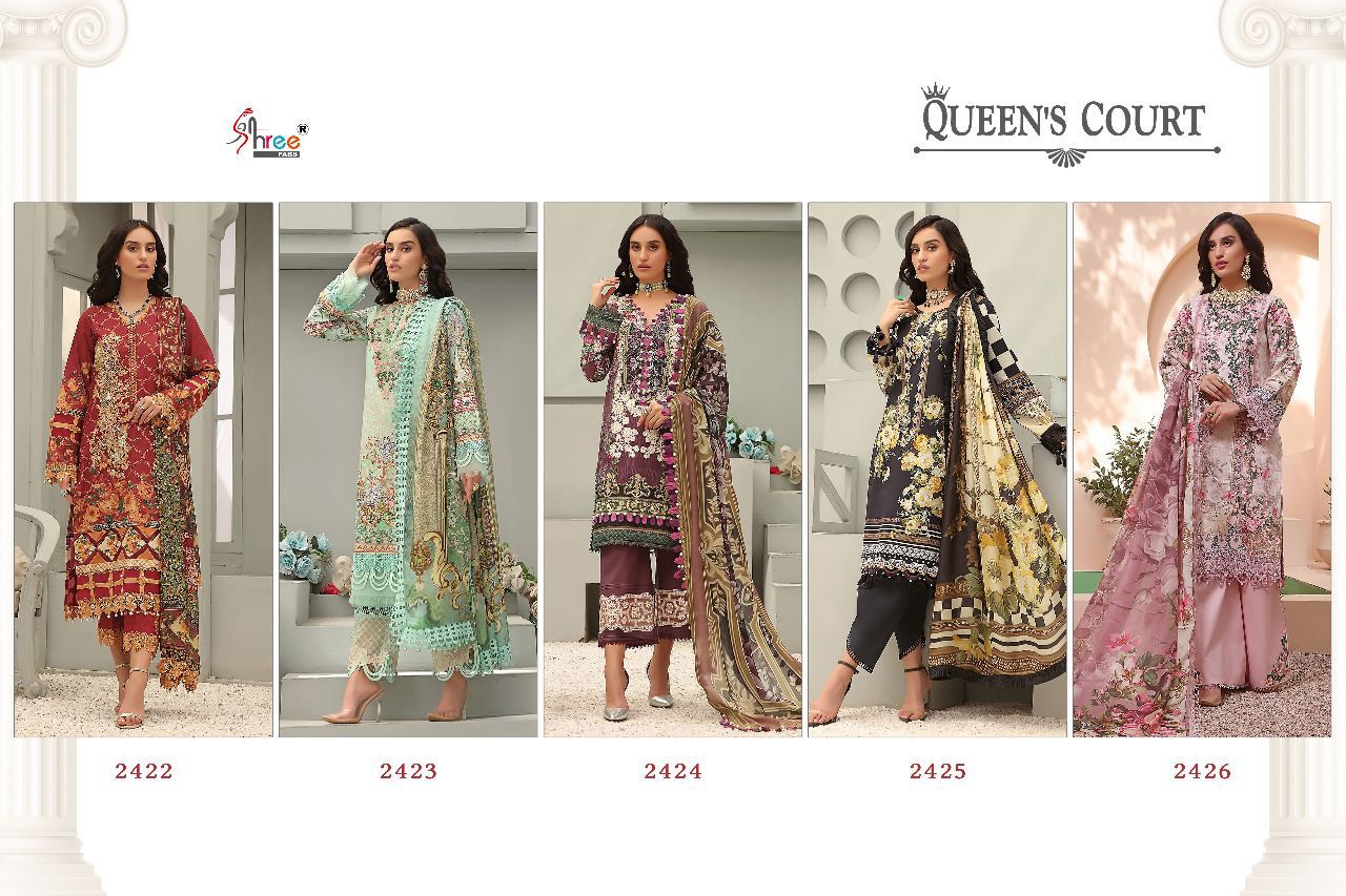 shree fab queens court cotton regal look salwar suit with cotton dupatta catalog