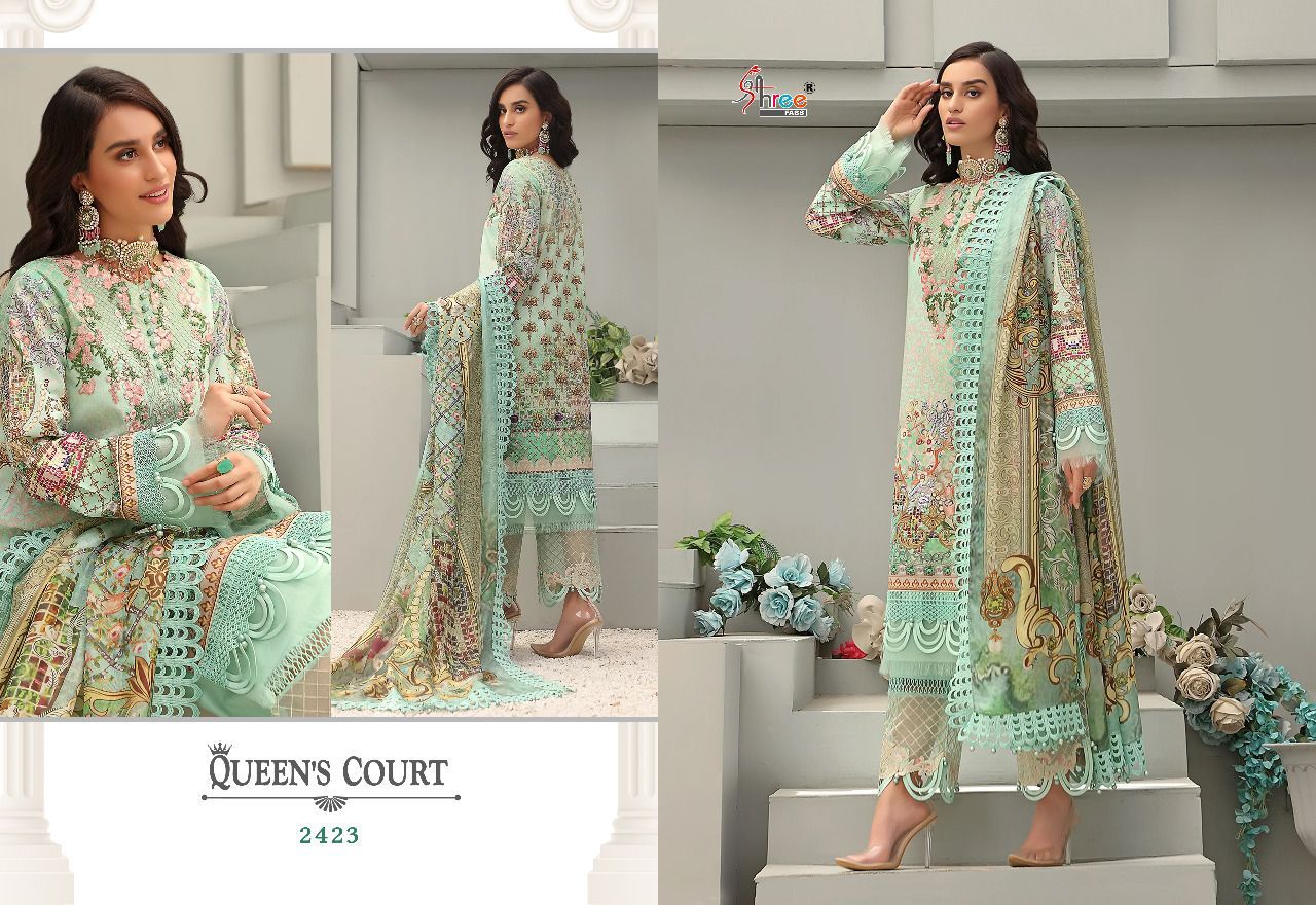 shree fab queens court cotton regal look salwar suit with cotton dupatta catalog