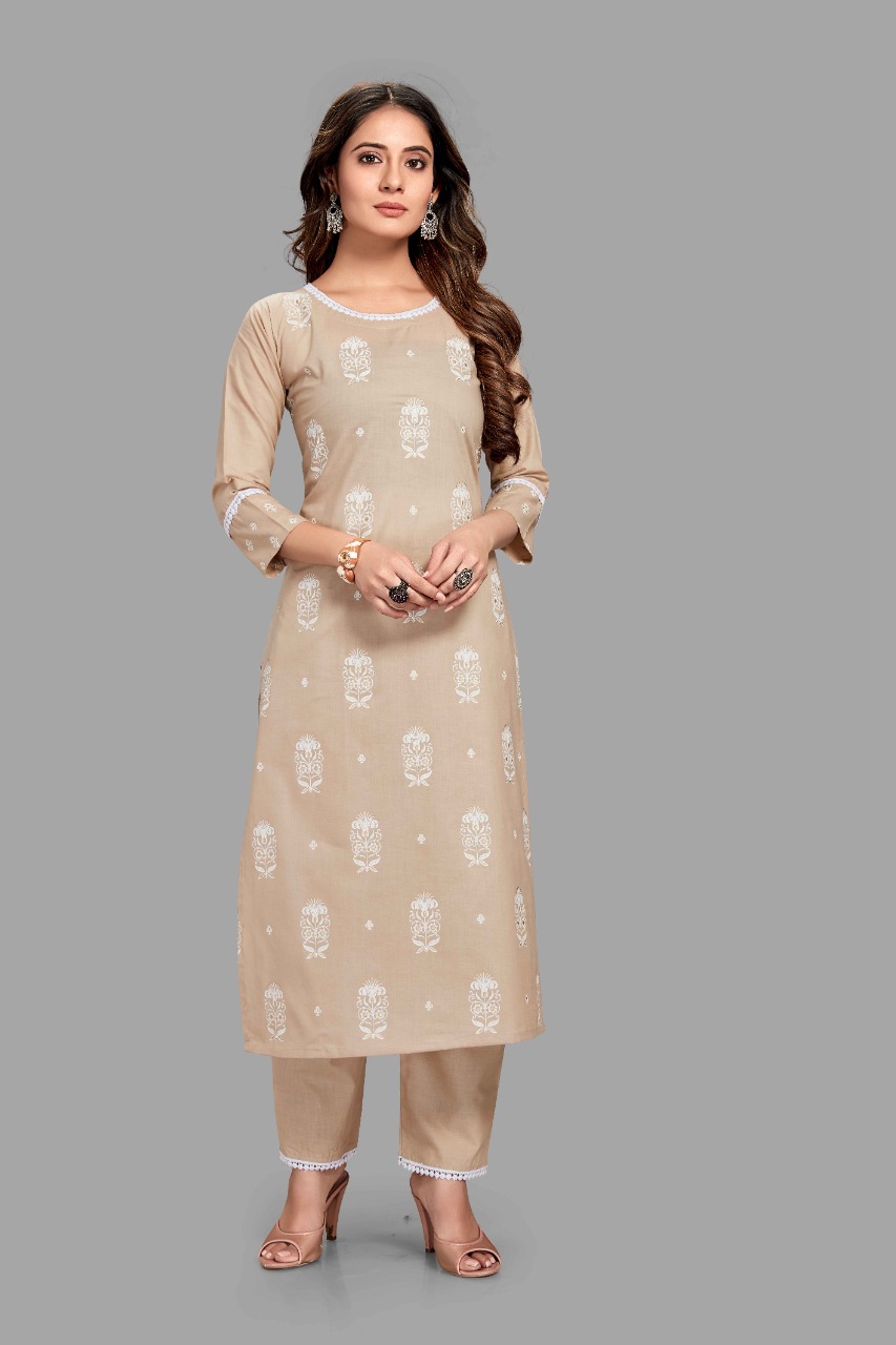 style samsara sku 001 to 005 cotton innovative look kurti bottom with dupatta size set