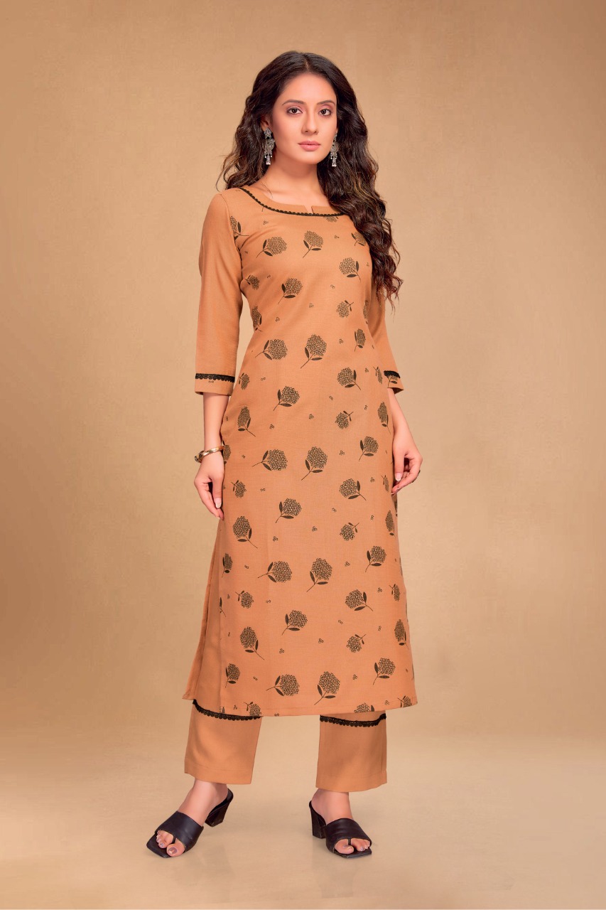 style samsara sku 006 to 009 cotton regal look kurti bottom with dupatta size set