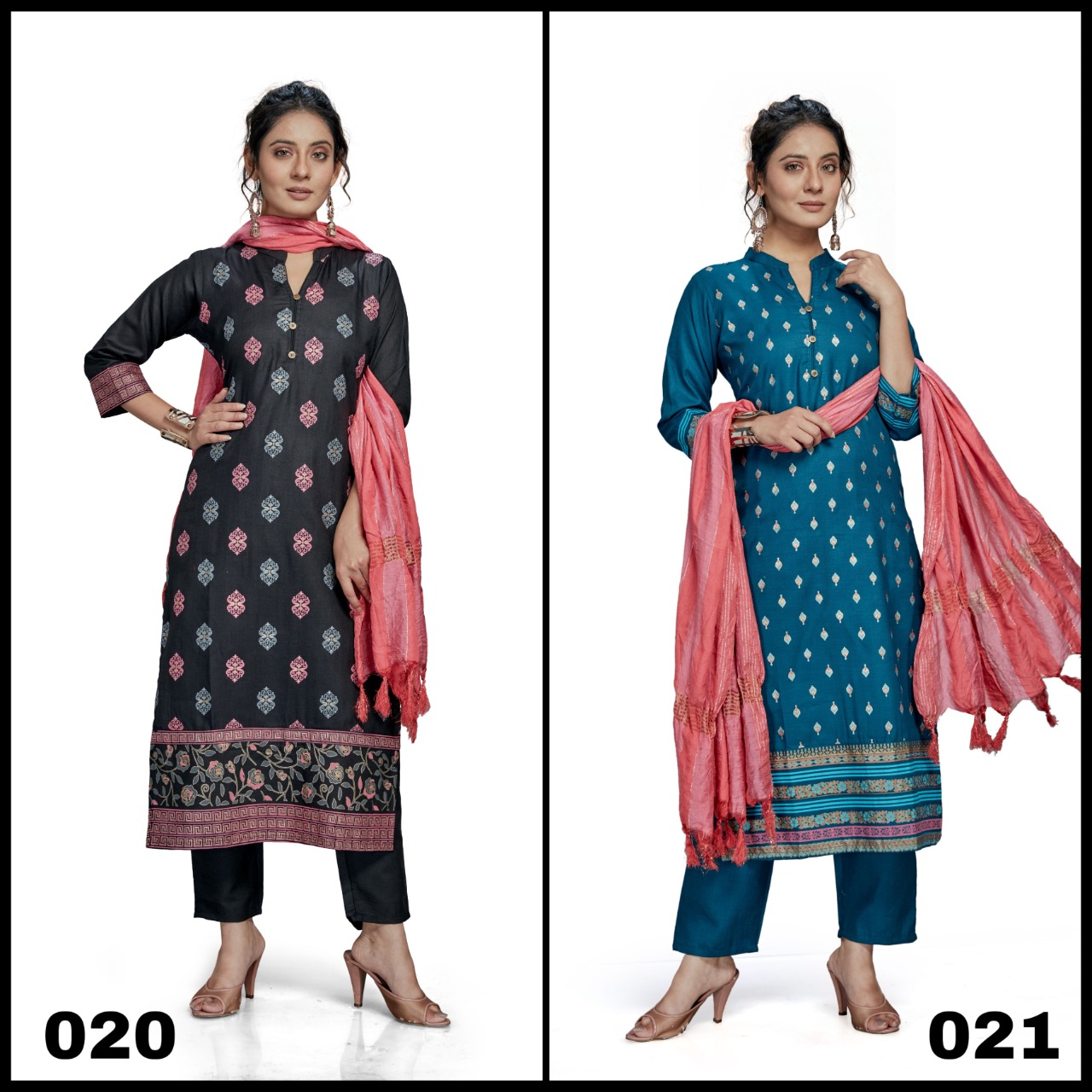 style samsara sku 020sd to 021sd cotton kurti bottom with dupatta size set