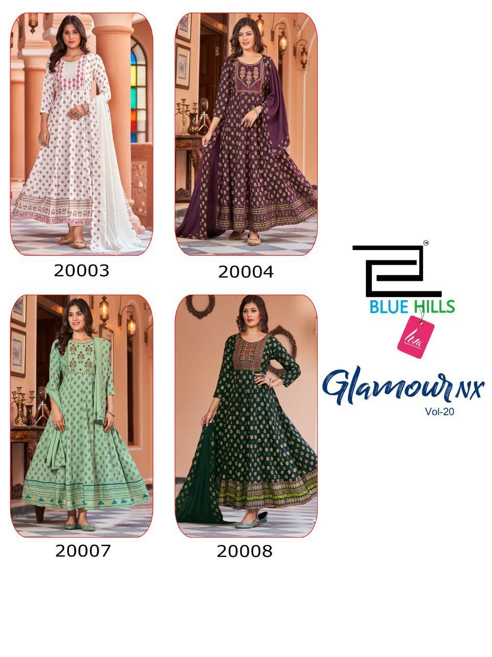 blue hills glamour vol 20 rayon gorgeous look Anarkali Gown With Dupatta catalog