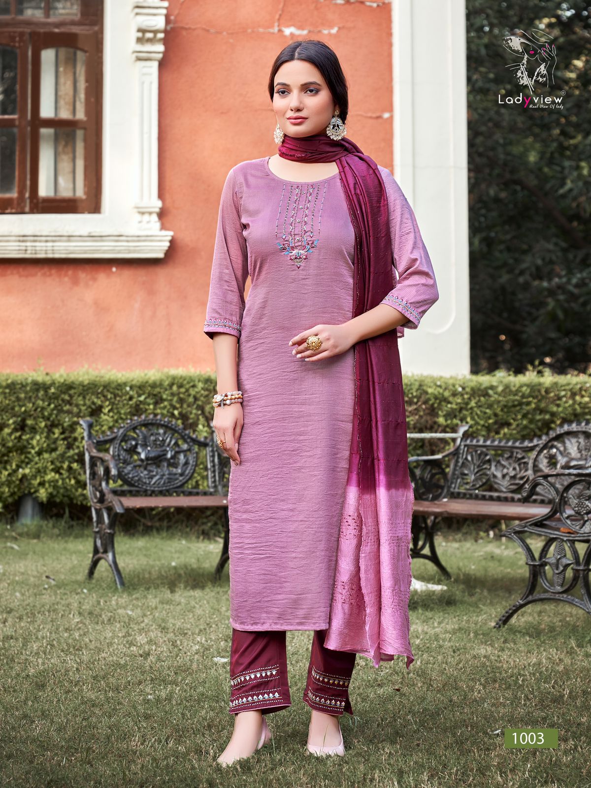 ladyview geet gorgeous look top pant with dupatta catalog