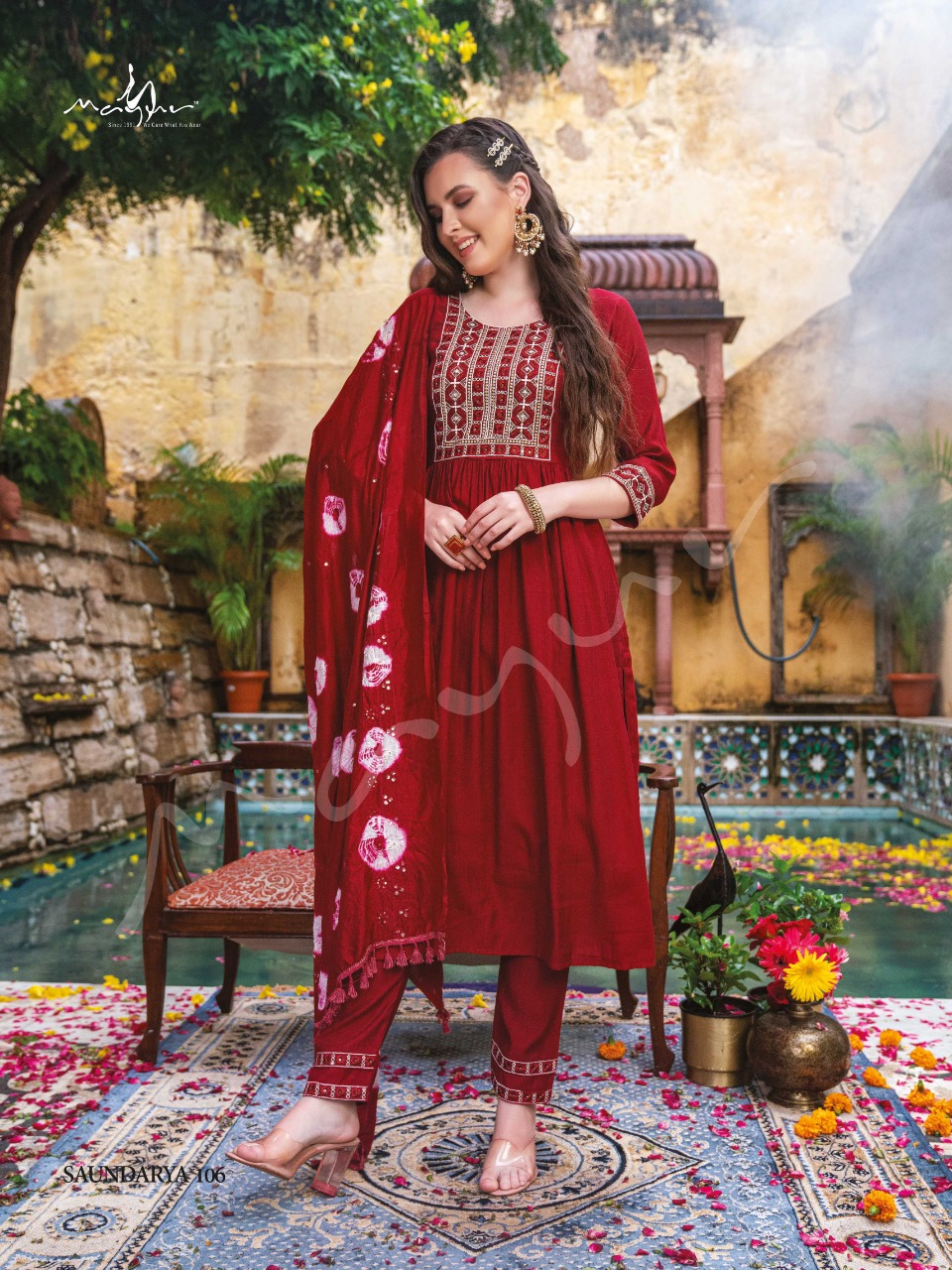 mayur Saundarya viscose gorgeous look top pant with dupatta catalog