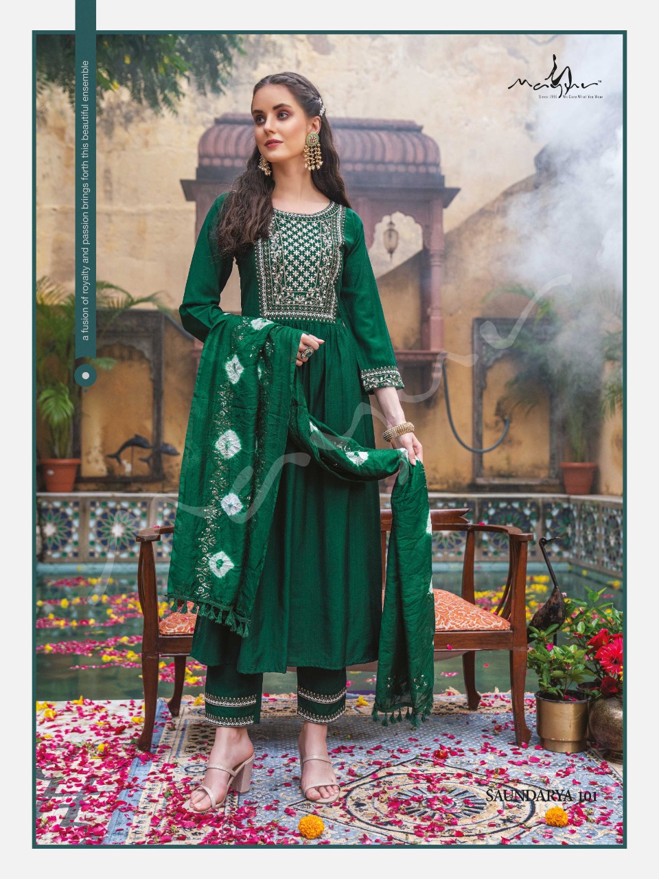 mayur Saundarya viscose gorgeous look top pant with dupatta catalog