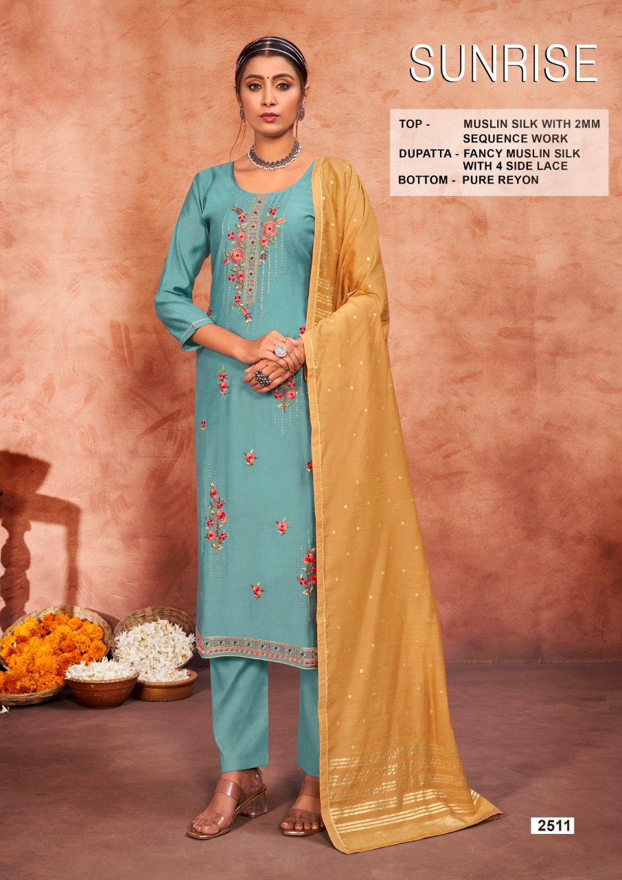 rang sunrise muslin silk graceful print salwar suit catalog