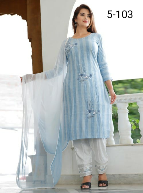 s4u s4u 5-103 fancy gorgeous look kurti with pant and dupatta size set