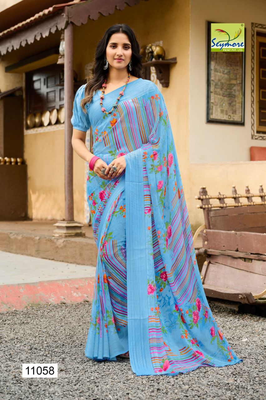 Seymore and Tanuza chahya georgette innovative print saree catalog