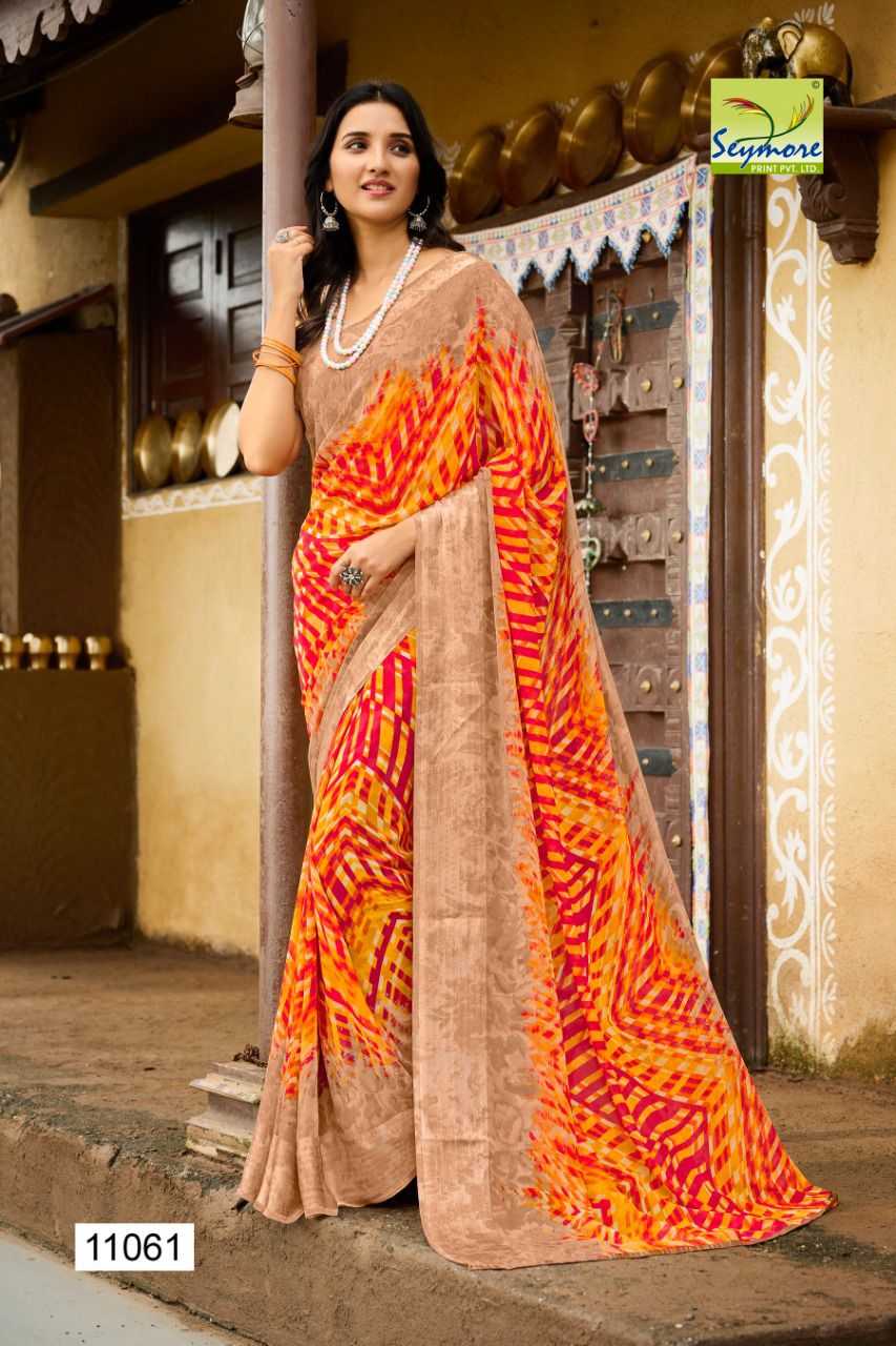 Seymore and Tanuza chahya georgette innovative print saree catalog