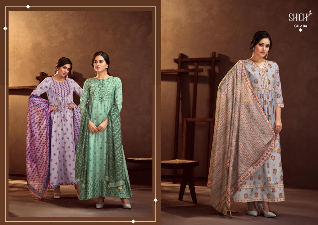 shichi naaz linen silk elegant look kurti with dupatta catalog