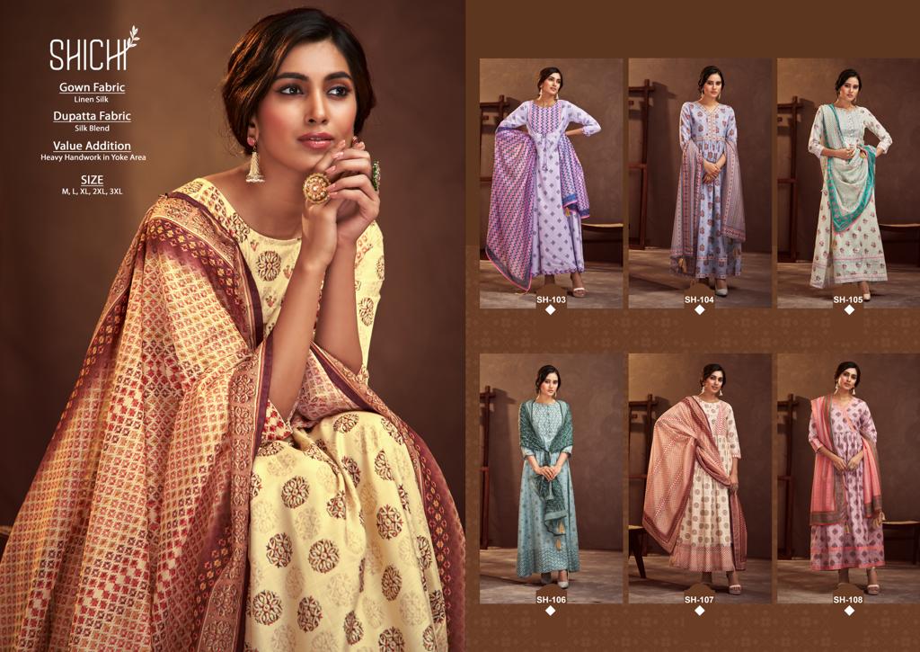 shichi naaz linen silk elegant look kurti with dupatta catalog