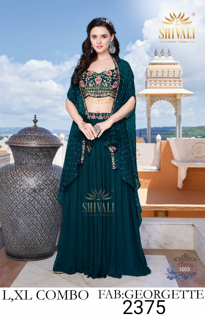 shivali shivali 1003 georgette decent look indo western size set