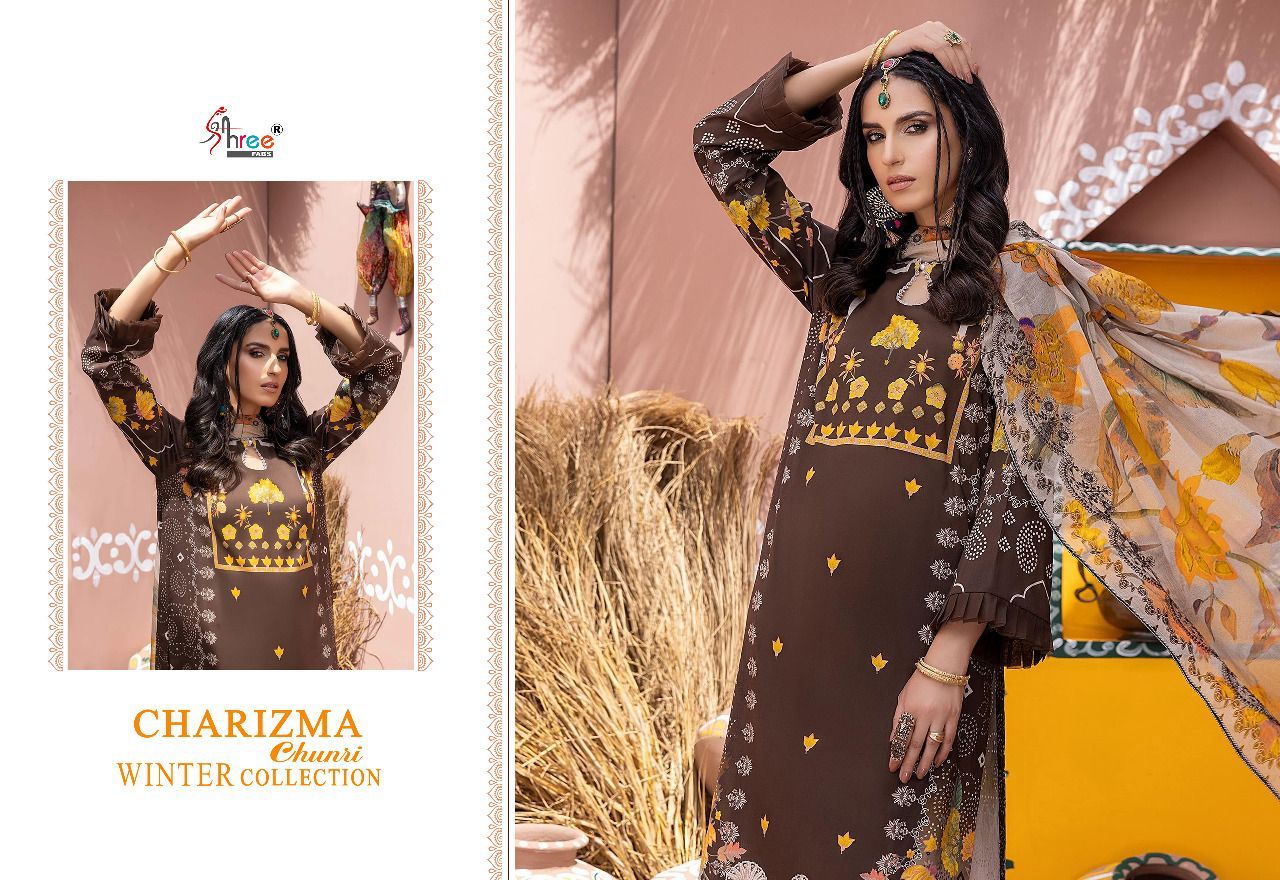 shree fab charisma chunri winter collection pasmina decent embrodery look salwar suit catalog