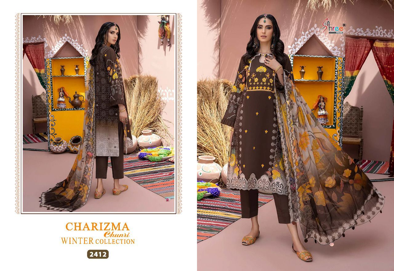shree fab charisma chunri winter collection pasmina decent embrodery look salwar suit catalog