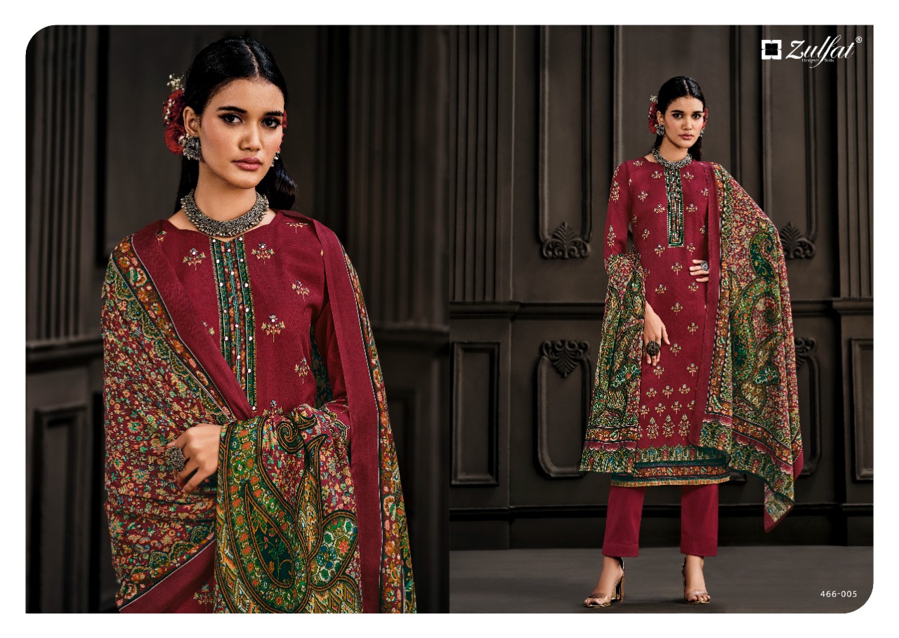 zulfat designer suit kashmira wool pashmina decent look salwar suit catalog