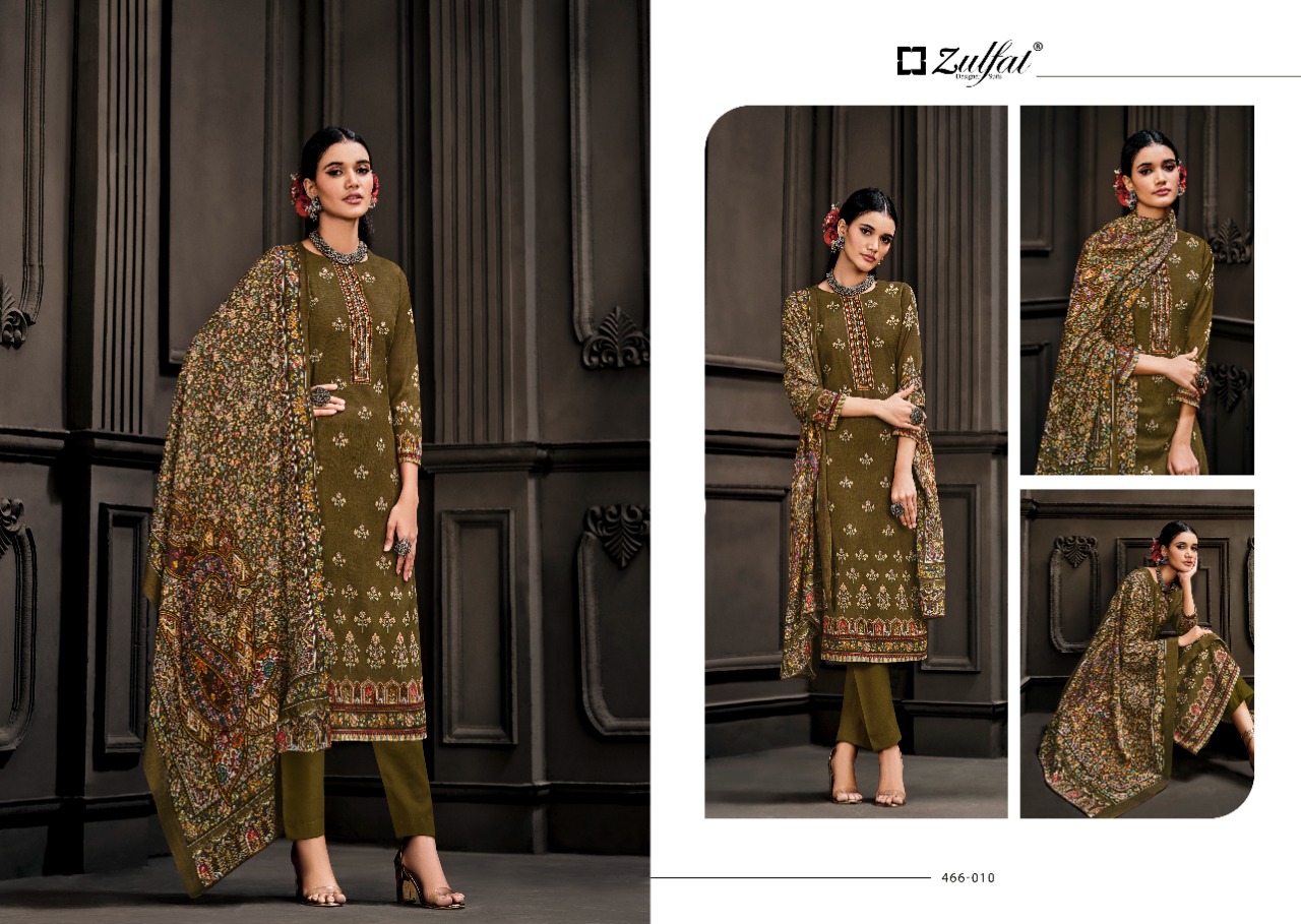 zulfat designer suit kashmira wool pashmina decent look salwar suit catalog